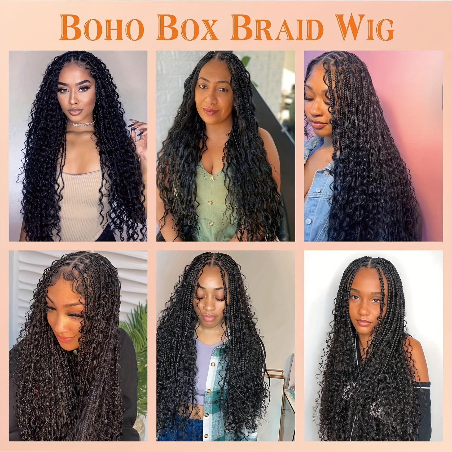 360 Lace Boho Knotless Box Braided Wig for Women - Full Double Lace with, Natural Black Synthetic Hair, Lightweight & Breathable, Perfect for Daily Wear, Parties, and Special Occasions, Versatile Hair Solution | Voluminous Br